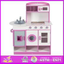 Juguete de madera 2014 cocina del juguete para los niños, cocina de madera preciosa del juguete del juego del papel para los niños, cocina del juguete DIY del diseño moderno W10c075b